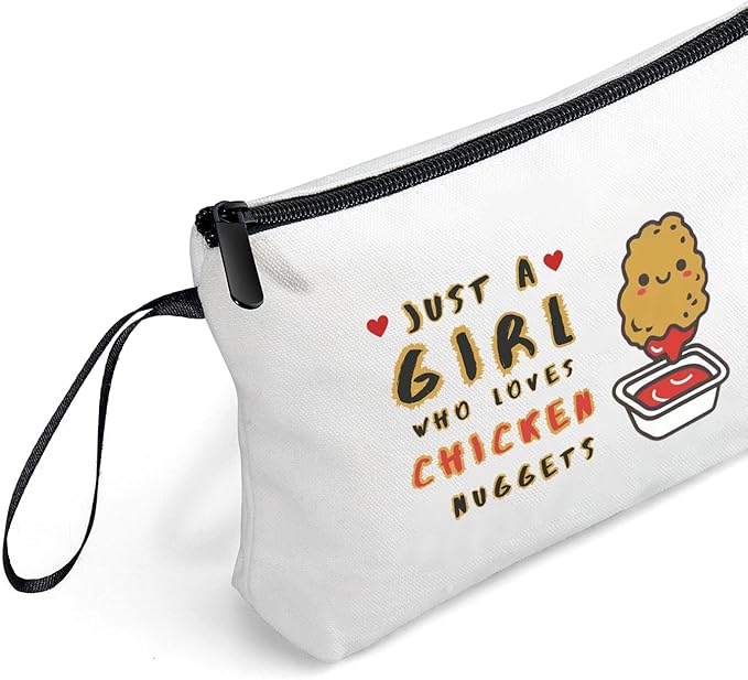 Chicken Nugget Foodie Funny Food Quirky Birthday Gifts for Friend Sisters Women Daughter Girl Teen Small Cosmetic Makeup Bag Christmas
