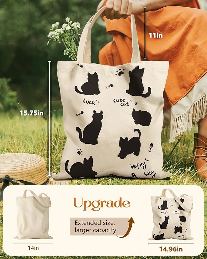 Miss Adola Aesthetic Tote Bag for Girls - with Magnetic Buckle and Zipper Inner Pocket for Women Lady Canvas Cotton Tote Bag