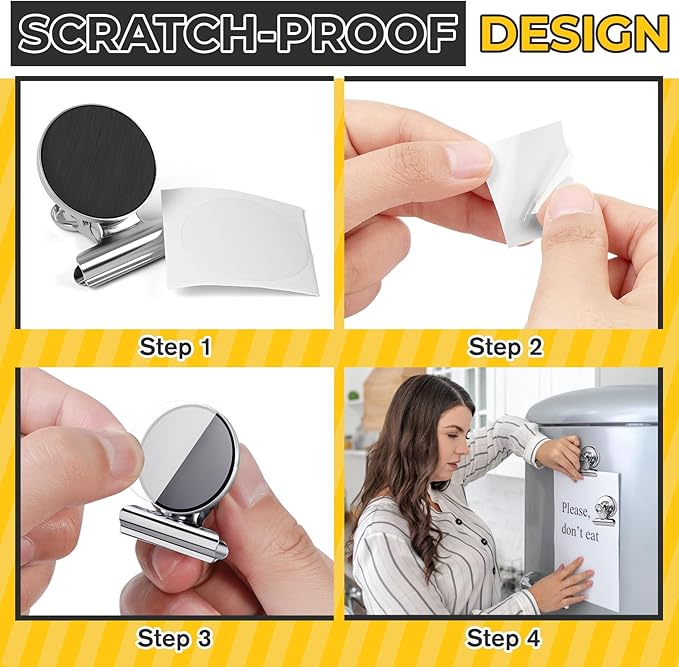 60 Pack Magnetic Clips Heavy Duty, Silver Magnet Clips for Fridge, Refrigerator Magnets, Strong Magnetic Clip, Scratch Free Magnets with Clip for Whiteboard, Refrigerator, Locker