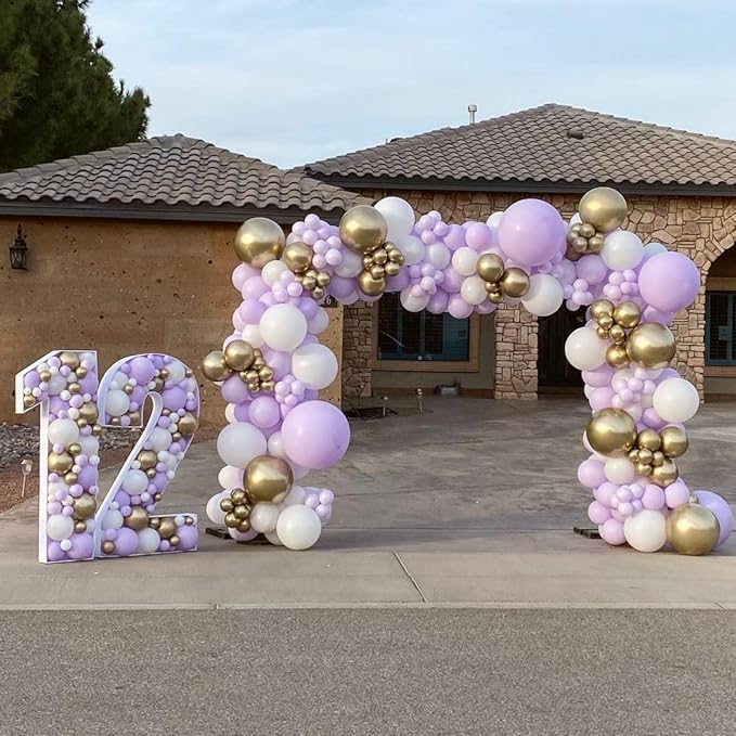 Bezente Pastel Purple Latex Party Balloons - 8 Pack 36 inch Large Thick Lavender Light Purple Lilac Balloons for Bridal Shower Gender Reveal Wedding Graduate Party Decorations