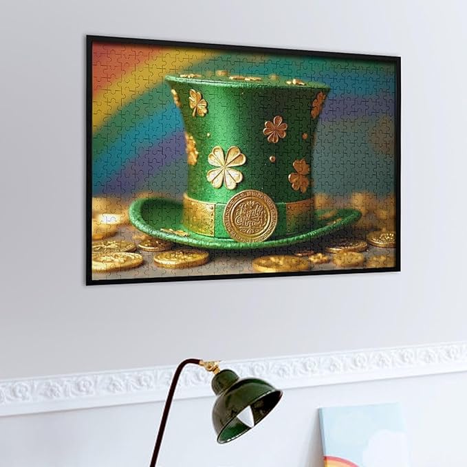 Wooden Puzzle - St Patrick's Day Hat Wooden Puzzles for Adults 500 Pieces Challenge Puzzles，Educational Games，Family Puzzles，Unique Gifts for Wall Art ，Funny Puzzles