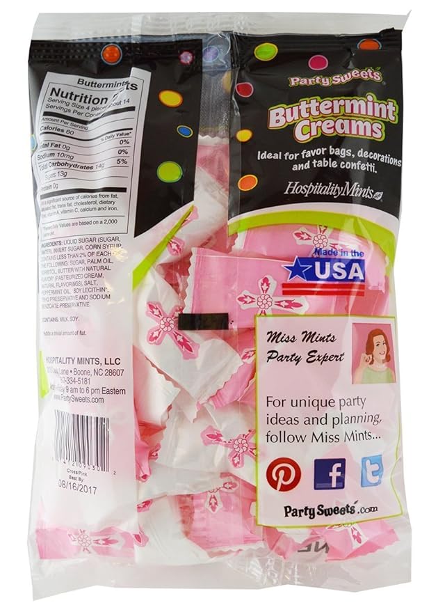 Party Sweets Pink Cross Buttermints by Hospitality Mints, Appx 300 mints, 7-Ounce Bags (Pack of 6)