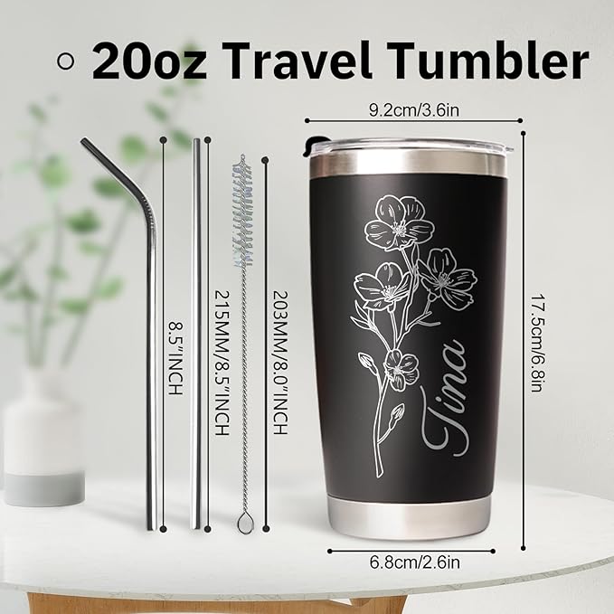 Made in USA - Personalized Tumbler with Engraved Name - Custom Coffee Mug Cup 20 Oz with Lid - Customized Employee Appreciation Gifts - Christmas Gifts for Men Women - Customized By Enterprise