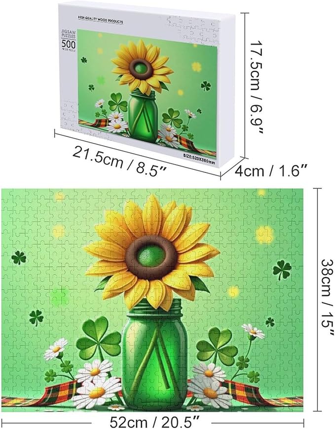Wooden Puzzle - St Patrick's Day Gnome Wooden Puzzles for Adults 500 Pieces Challenge Puzzles，Educational Games，Family Puzzles，Unique Gifts for Wall Art ，Funny Puzzles