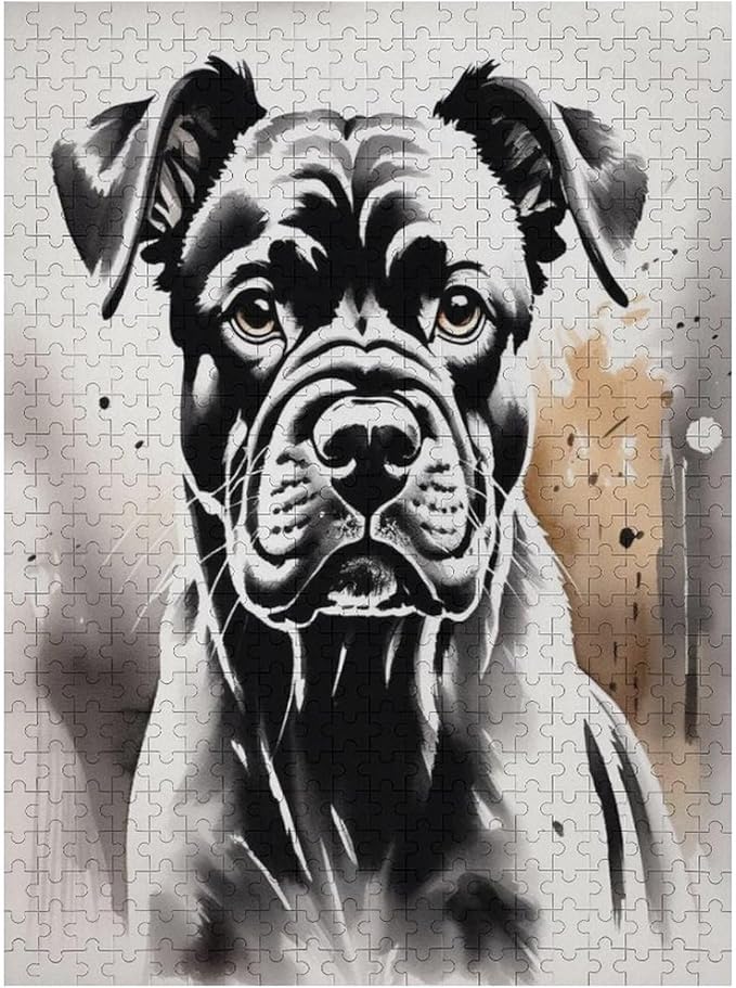Jigsaw Puzzles for Adults 500 Piece - Boxer Dog Portrait Animal Themed Wooden Puzzles，Stress Relief Games，Puzzle Games Challenge Puzzles，Educational Games，Family Puzzles