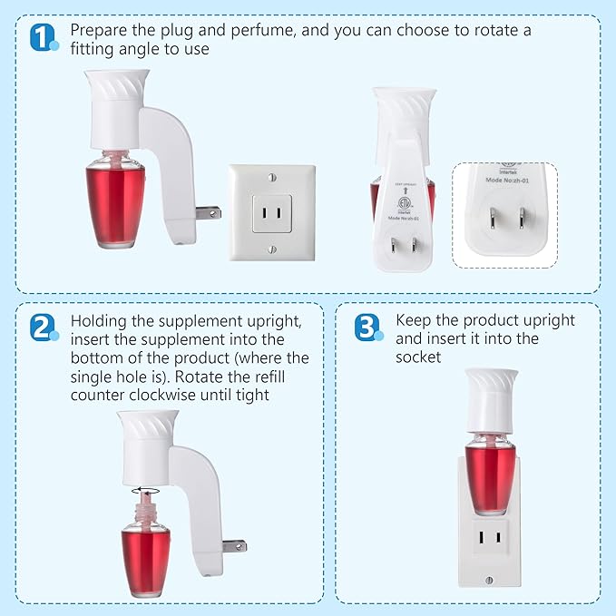 2 Pack Wall Fragrance Plug in Compatible with Bath and Body Works WallFlower Fragrances, ETL Certified, Rotatable, Precise Scent Control Fragrance Diffuser Plug for Home, Office (White)