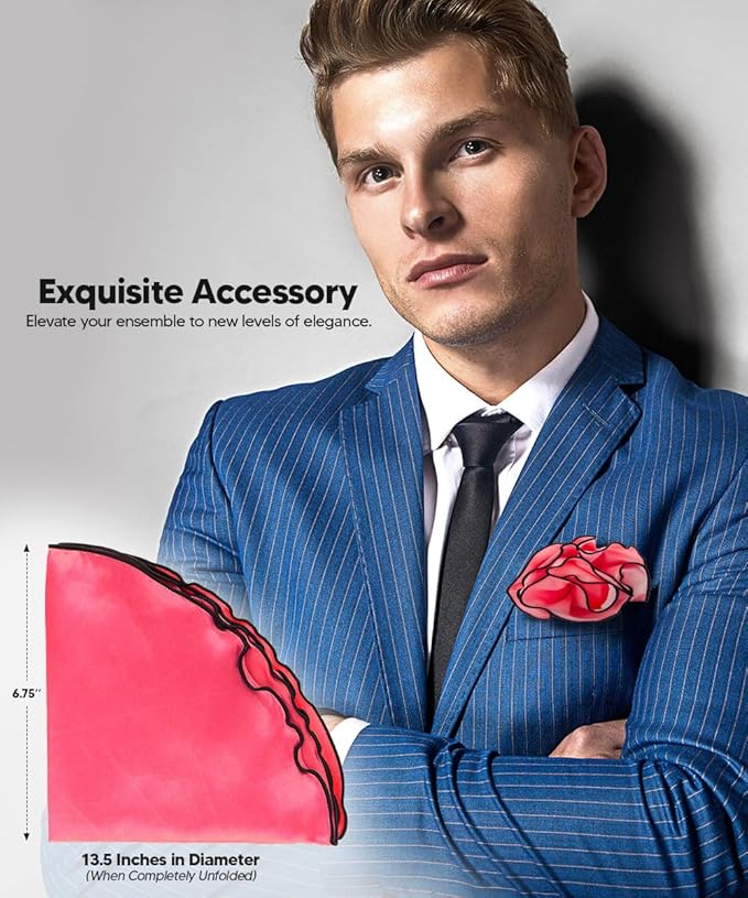 Premium Pre-Folded Four-Point Suit Pocket Square for Men with Sewn Pocket Fold