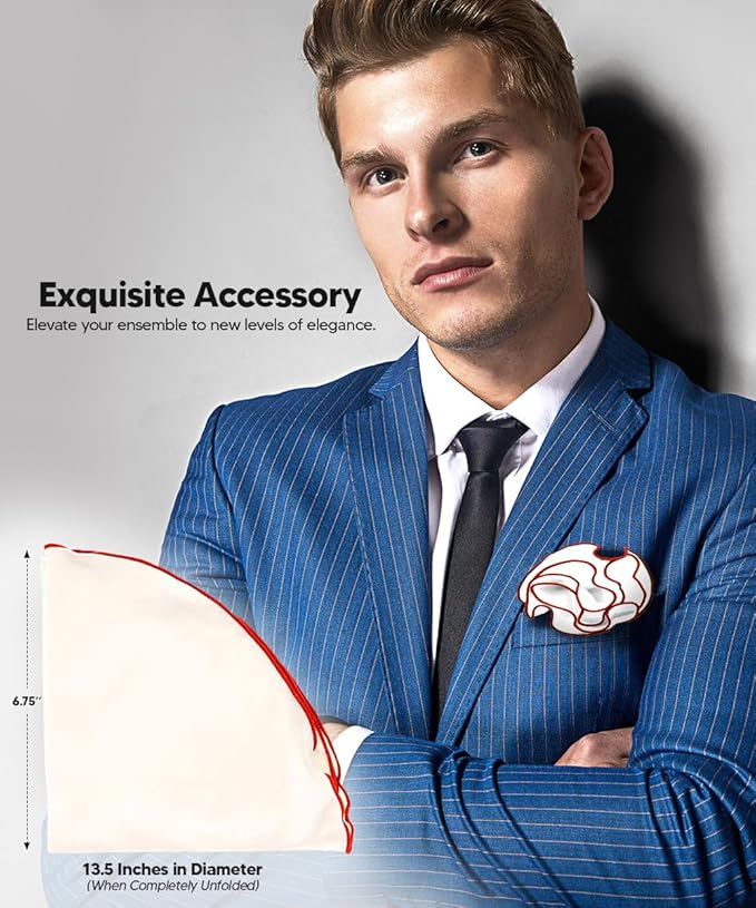Premium Pre-Folded Four-Point Suit Pocket Square for Men with Sewn Pocket Fold
