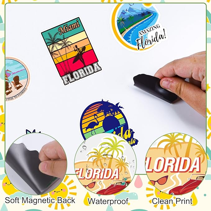 20 Pcs Florida Fridge Magnet Souvenirs - Florida Refrigerator Magnet USA State Coconut Tree Travel Souvenirs Gifts Refrigerator Stickers for Home Kitchen Office Cruise Decor
