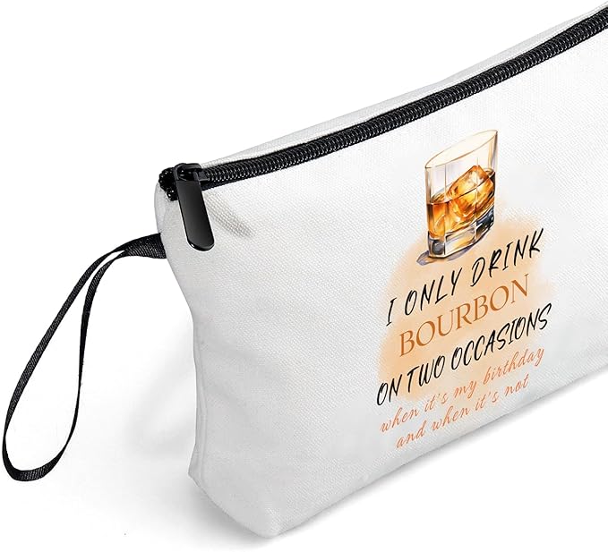 Bourbon Whiskey Gift Funny Unique Birthday Drink Accessories for Women Female Coworker Friend Her Bachelorette Bartender Mixologist Alcohol Lover Small Makeup Cosmetic Bag Valentine's day