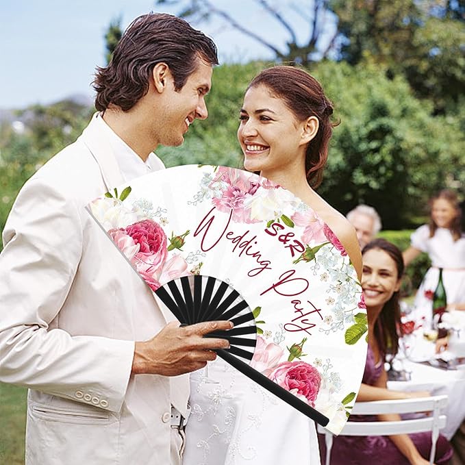 Personalized Foldable Bamboo Fans, Custom Vintage Handheld Fan with Photo Text Customized Folding Hand Fans Gift for Performance Wedding Dance Church Party 10 in