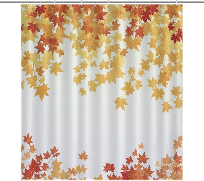 Fall Maple Shower Curtain Leaves Autumn Natural Scenery Havest Famhouse Waterproof Washable Fabric Bathroom Shower Curtains for Bathroom Decorations Home Indoor Decor 64x72Inch