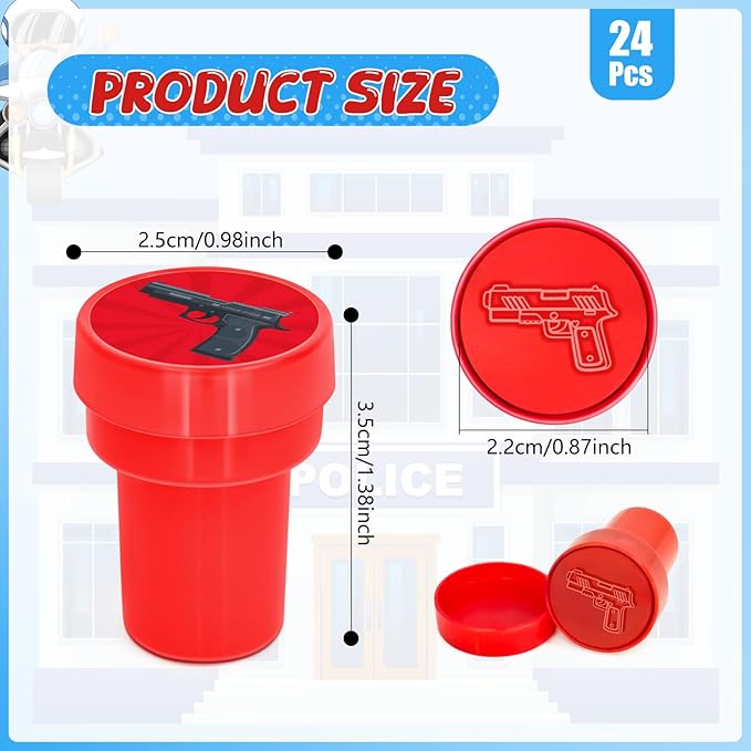 Cinrobiye 24 Pcs Police Party Favor Stampers,Police Party Supplies, Police Birthday Party Favors Gifts, Classroom Rewards Carnival Prizes, Goodie Bag Pinata Fillers