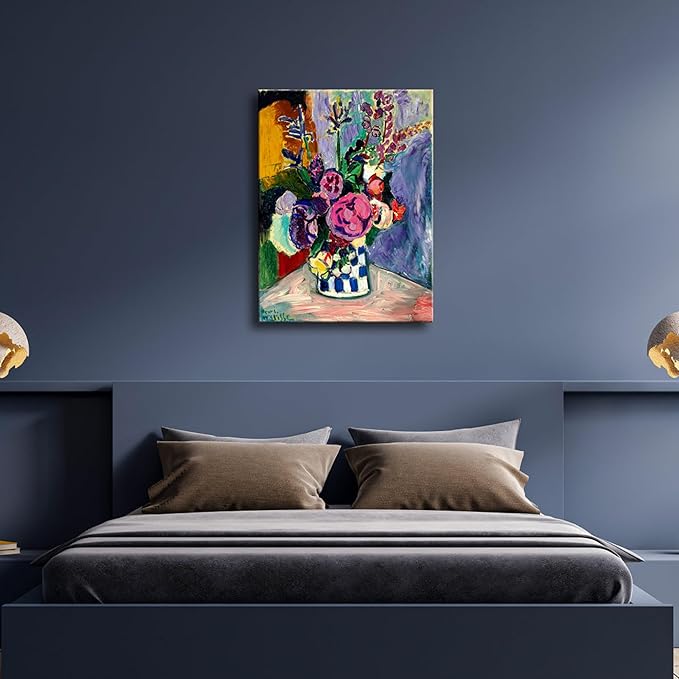 Wieco Art Large Canvas Prints Wall Art Still Life of Peonies in a Vase 1907 by Henri Matisse Abstract Canvas Art Print for Wall Decor and Home Office Decorations