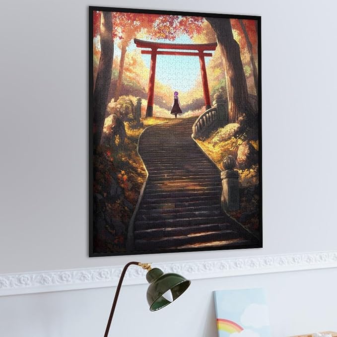 Adult Wooden Puzzle 1000 Pieces - Golden Forest Pathway at Dusk Theme Jigsaw Puzzles， Exquisite Art Design，for Puzzles Challengers and Enthusiasts，Puzzle Games for Children and Adults