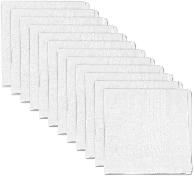 SenseYo Men's Handkerchiefs, 100 Soft Cotton White Handkerchiefs for Men