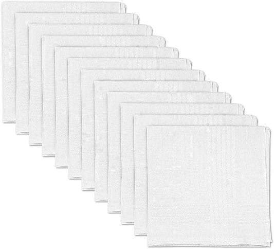 SenseYo Men's Handkerchiefs, 100 Soft Cotton White Handkerchiefs for Men
