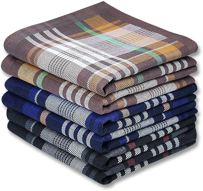 Zenssia Soft Men's Cotton Handkerchiefs with Assorted Color 6 Piece Gift Set