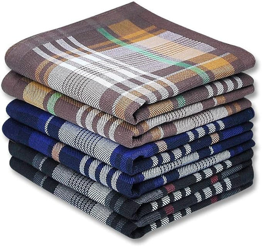 Zenssia Soft Men's Cotton Handkerchiefs with Assorted Color 6 Piece Gift Set