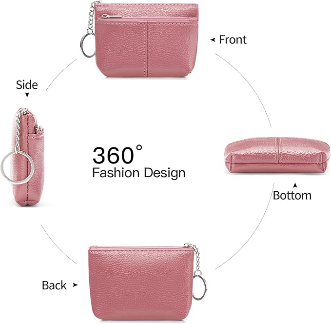 SENDEFN Leather Coin Purse for Women Small KeyChain Change Pouch Credit Card Holder