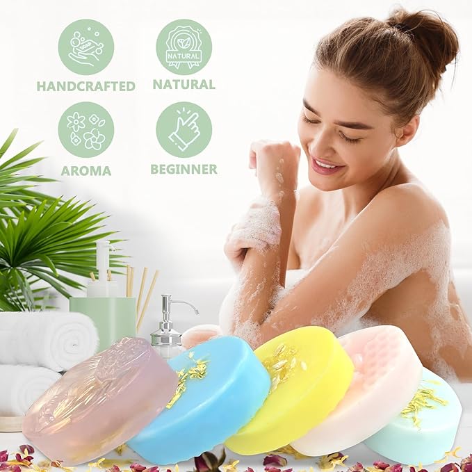 Jcoos Soap Making Kit, DIY Soap Making Kit for Adults, Kids - Shea Butter Glycerin Melt and Pour Base, Molds, Dye, Fragrances, Dried Flowers, DIY Craft for Kids Beginners Girls, Gift Boxes for Women