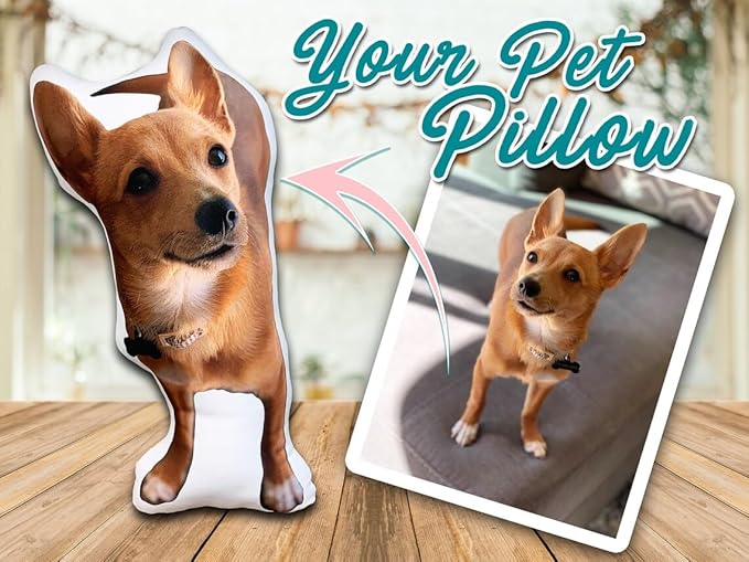 Personalized Cat Pillow, Custom Shaped Pillow with Picture, Throw Pillows for Kids Bedroom Living Room and Sofa, 16"