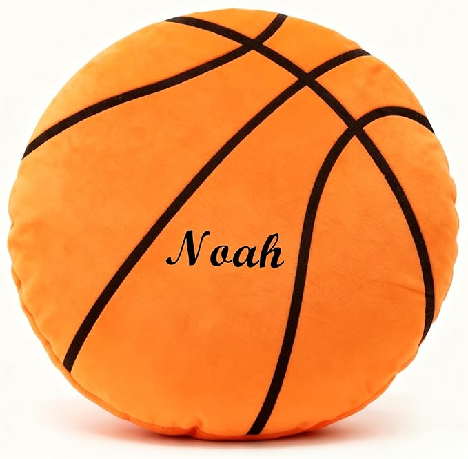 Personalized Name Basketball Pillow Custom Name Basketball Pillow for Boys Girls Customized for Basketball Fans Kids Birthday Sports Room Decore Game Day Sofa Cushion