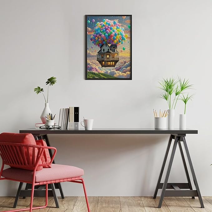 Wooden Puzzle - Floating House Jigsaw Puzzles，Wooden Puzzles for Adults 300 Pieces Challenge Puzzles，Educational Games，Family Puzzles，Unique Gifts for Wall Art