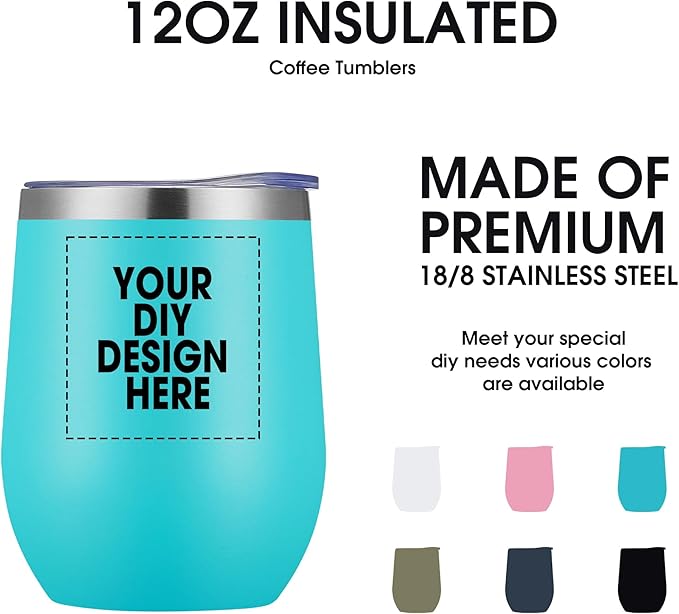 Personalized Wine Tumbler Glasses Print in USA Stainless Steel Travel Customized Coffee Cup with Lid & Straw Double Wall Insulated Mug with Colorful Text Logo Photo