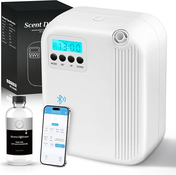 Hotel Collection Diffuser, House Scent Machine, 10000 Sq.Ft of Coverage, 200ml Large Capacity Aromatherapy Machine, Scent Diffusers for Home Large Room, Office Waterless Essential Oil Diffuser, White