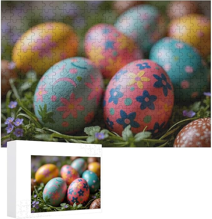 Wooden Puzzle - Easter Eggs Jigsaw Puzzles，Wooden Puzzles for Adults 300 Pieces Challenge Puzzles，Educational Games，Family Puzzles，Unique Gifts for Wall Art,Funnny Puzzles