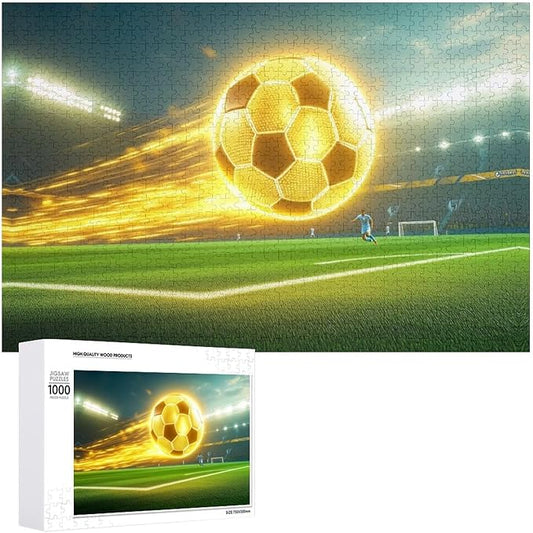 Wooden Puzzle - Football Soccer Ball Jigsaw Puzzles，Wooden Puzzles for Adults 1000 Pieces Challenge Puzzles，Educational Games，Family Puzzles，Unique Gifts for Wall Art
