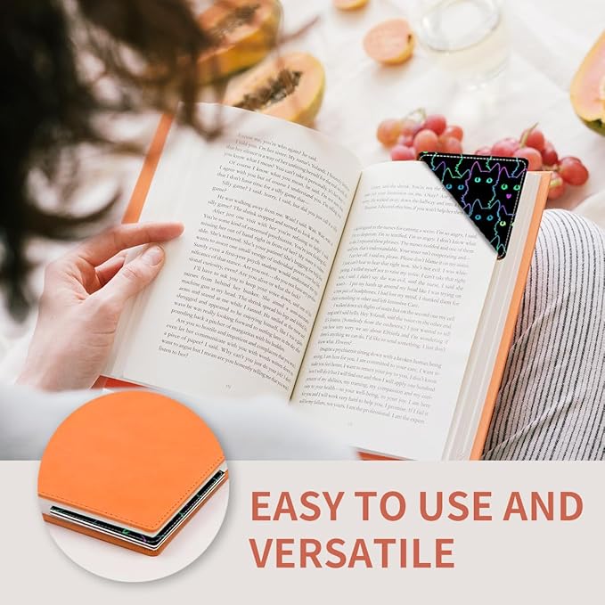 Cute Leather Bookmarks, Fun Triangle Making Corner Bookmark, Book Accessories for Reading Book Lovers, Unbreakable Page Markers for Women Men Cute Cats