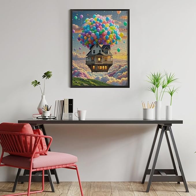 Wooden Puzzle - Floating House Jigsaw Puzzles，Wooden Puzzles for Adults 500 Pieces Challenge Puzzles，Educational Games，Family Puzzles，Unique Gifts for Wall Art