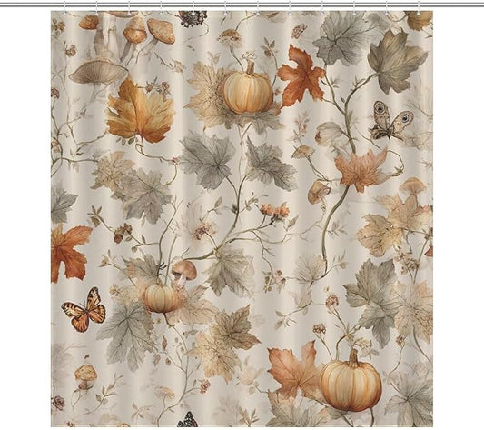 Fall Pumpkin Autumn Thanksgiving Shower Curtain Waterproof Washable Fabric Bathroom Shower Curtains for Bathroom Decorations Home Indoor Decor 64x72Inch