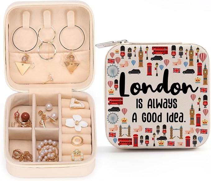 London Travel Gift London Lover Gifts London City Skyline London Themed Gifts for London Traveller Women Friends Sister London Bachelorette Trip Gift Travel Jewelry Case