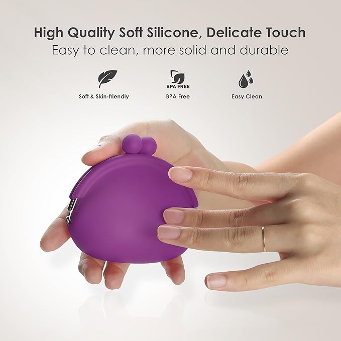 Coin Purse for Women – Silicone Small Coin Pouch with Kiss Lock for Coins, Keys, Lipstick, and Earphones – Mini Cute Change Purse, Coin Purse & Pouch for Daily Life, Cars, Travel, Party (Purple)