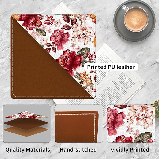 Cute Leather Bookmarks, Fun Triangle Making Corner Bookmark, Book Accessories for Reading Book Lovers, Unbreakable Page Markers for Women Men Colorful Cute Flower