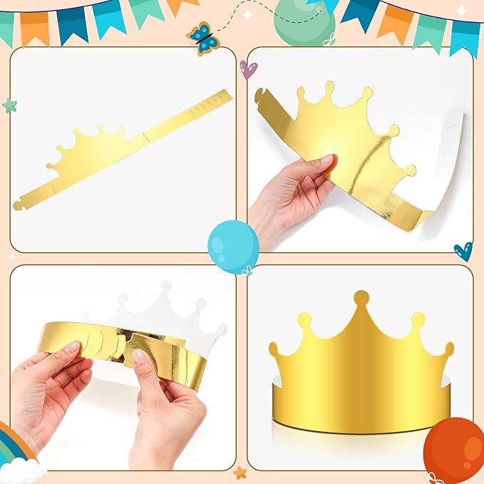 Nezyo 360 Pcs Paper Crowns Bulk King and Princess Crown Hats for Boys Girls Adults Birthday Celebration Supplies Baby Shower