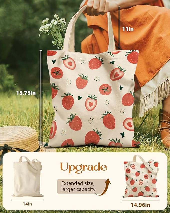 Miss Adola Aesthetic Tote Bag for Girls - with Magnetic Buckle and Zipper Inner Pocket for Women Lady Canvas Cotton Tote Bag