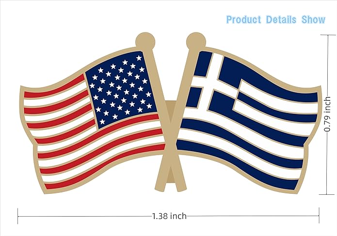 Greece Crossed Double Flag Lapel Pins Small Mini Greek Friendship Pin Badge Pack of 4