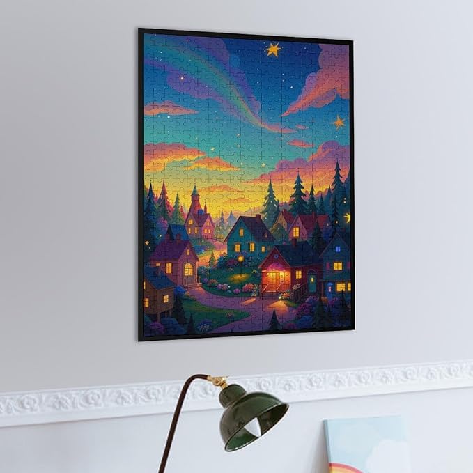 Jigsaw Puzzles for Adults 500 Piece - Color Dream Town Themed Wooden Puzzles，Family Puzzles，Unique Gifts for Wall Art ，Funny Puzzles，Stress Relief Games，Puzzle Games