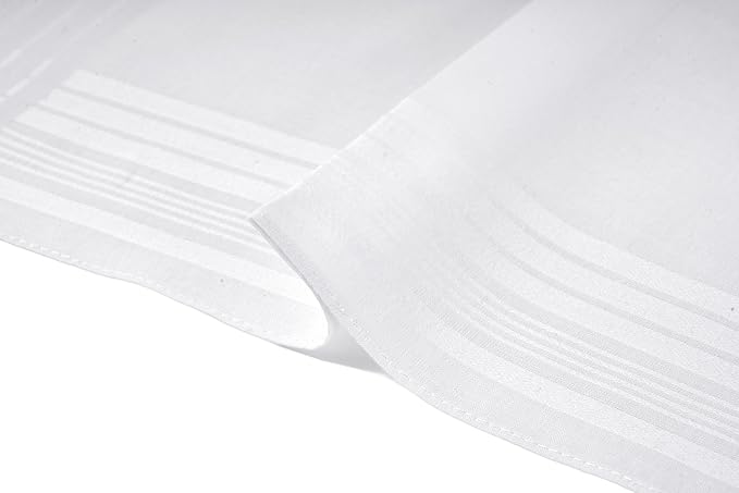 Men's Pure White 100% Cotton Handkerchief Pack of 12