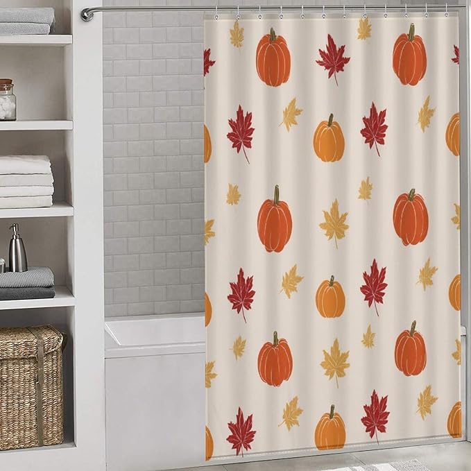 Fall Thanksgiving Pumpkin Shower Curtain Waterproof Washable Fabric Bathroom Shower Curtains for Bathroom Decorations Home Indoor Decor 53x72Inch