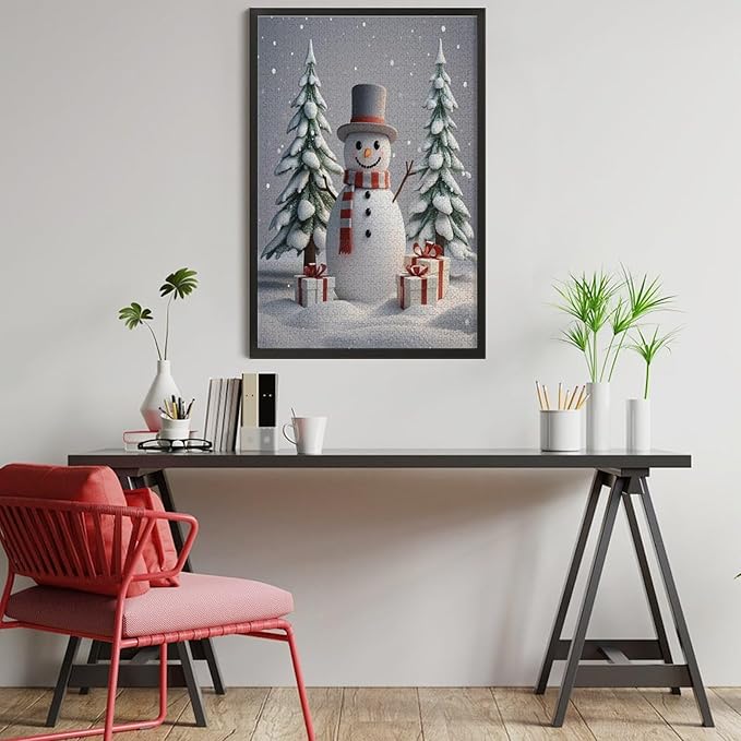 Wooden Puzzles for Adults 1000 Pieces, Christmas Winter Snowman, Each Piece is Unique and Perfectly Put Together, are Special Home Decorations, Fun Puzzles, Party Games, Family Toys