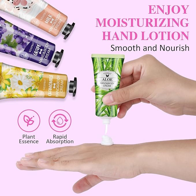 VESPRO 168 Pack Hand Cream Set for Women, Hand Lotion for Valentines Day Gifts, Bridesmaid Gifts, Thank You Gifts, Birthday Gifts, Mothers Day Gifts, Hand Lotion Travel Size for Dry Cracked Hands