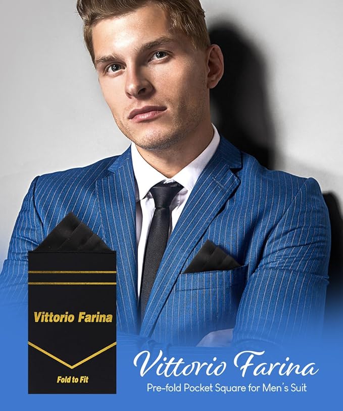 Premium Pre-Folded Four-Point Suit Pocket Square for Men with Sewn Pocket Fold