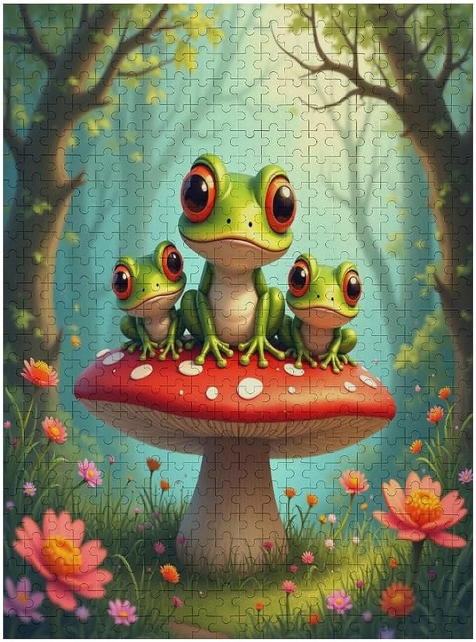 Jigsaw Puzzles for Adults 500 Piece - Colorful Frogs Wooden Puzzles, Family Puzzles，Educational Games，Challenge Puzzles Puzzle Games