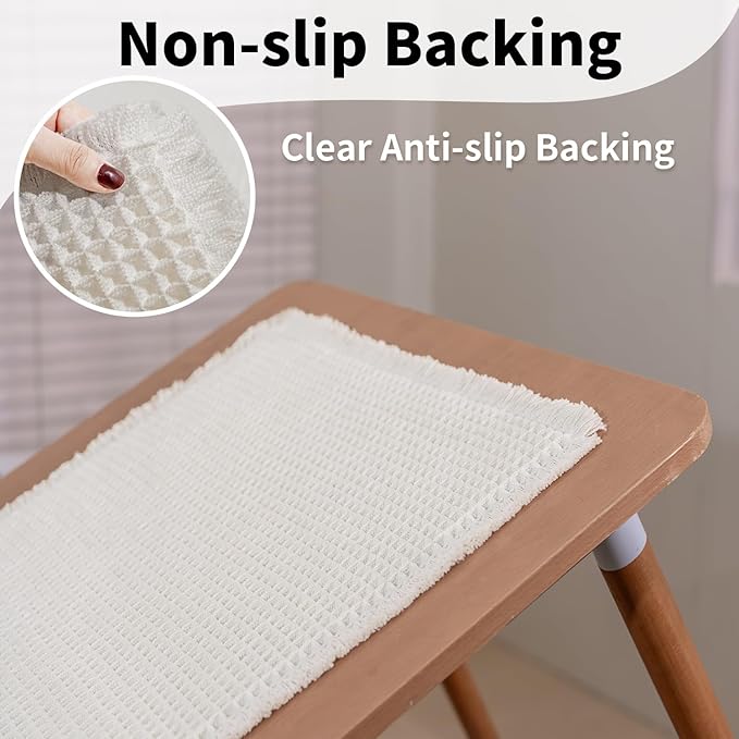 White Bathroom Rugs, Waffle Bath Mat Non Slip Washable, Super Absorbent & Quick Dry, Boho Bath Mat Farmhouse Bathroom Decor, 24'' x 48'', White