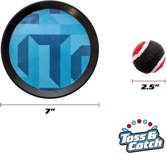 Toss and Catch Ball Set - Modern Ball and Catch Game with 4 Paddles and 4 Balls. Toss and Catch Game for Beach with Mesh Storage Bag - Durable Modern Design